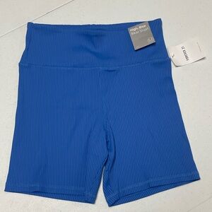 **NWT** Forever 21 Sz Medium High-Rise Ribbed Vibrant Blue 6” Bike Shorts CUTE!